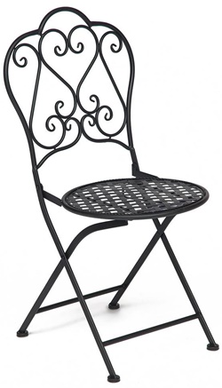 Складной кованый стул из стального сплава в черном цвете