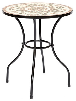 Садовый стол с мозаикой из камня. Цвет бежевый/коричневый/черный.