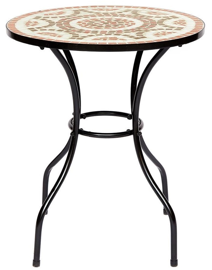 Садовый стол с мозаикой из камня. Цвет бежевый/коричневый/черный.
