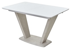 Раздвижной стол со стеклом. Цвет супер белый/белый.