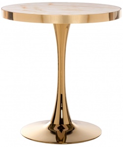 Круглый столик с белой столешницей на золотом каркасе