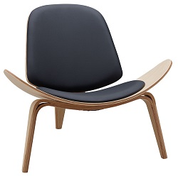 Дизайнерское кресло из дерева и экокожи. Цвет черный/натуральный.