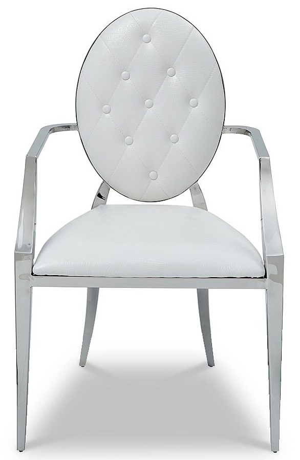 Стул-кресло из экокожи на металлокаркасе. Цвет белый.