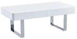 Раздвижной журнальный стол из МДФ и металла. Цвет белый.