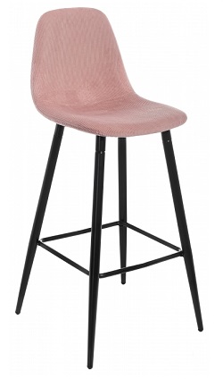 Барный стул из ткани на металлокаркасе. Цвет розовый.