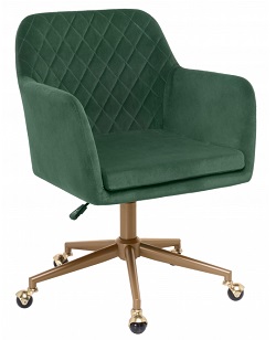 Компьютерное кресло на металлическом каркасе, цвет зеленый.