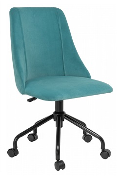 Компьютерное кресло на металлическом каркасе, цвет голубой.