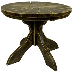 Круглый обеденный стол из массива сосны в коричневом цвете