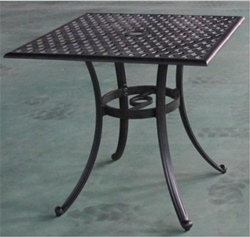 Квадратный стол из литого металла, цвет бронзовой патины