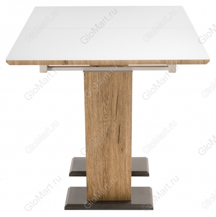 Раздвижной стол из МДФ и стекла. Цвет белый.
