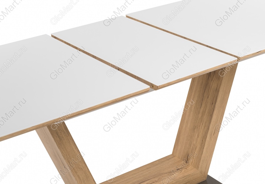 Раздвижной стол из МДФ и стекла. Цвет белый.

