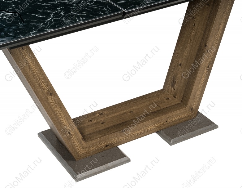 Раздвижной стол из МДФ и стекла. Фрагмент опоры.