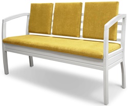 Стильный диван из массива березы, обит мебельной тканью