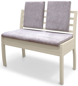 Стильный диван без подлокотников из массива березы, обит мебельной тканью