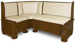 Угловой диван с мягким сиденьем из массива сосны. Цвет: орех