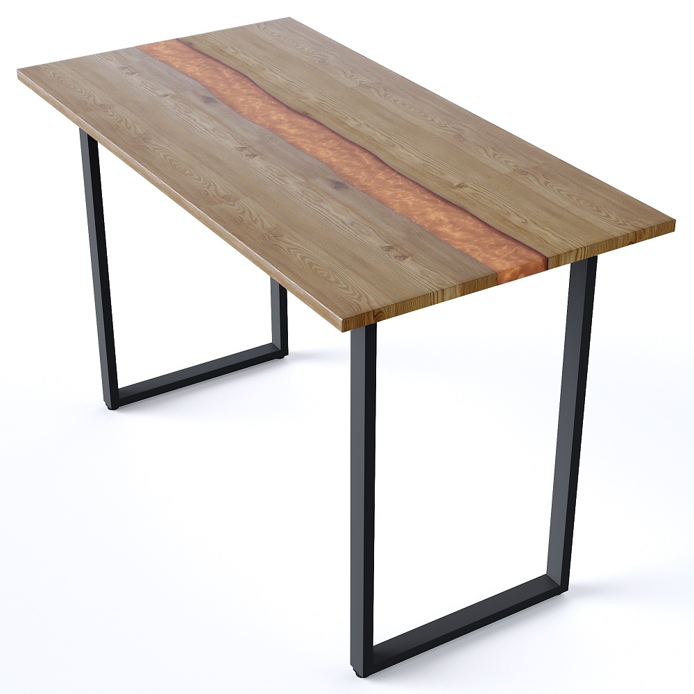 Деревянный стол с эпоксидной смолой. Цвет орех/бронза 04