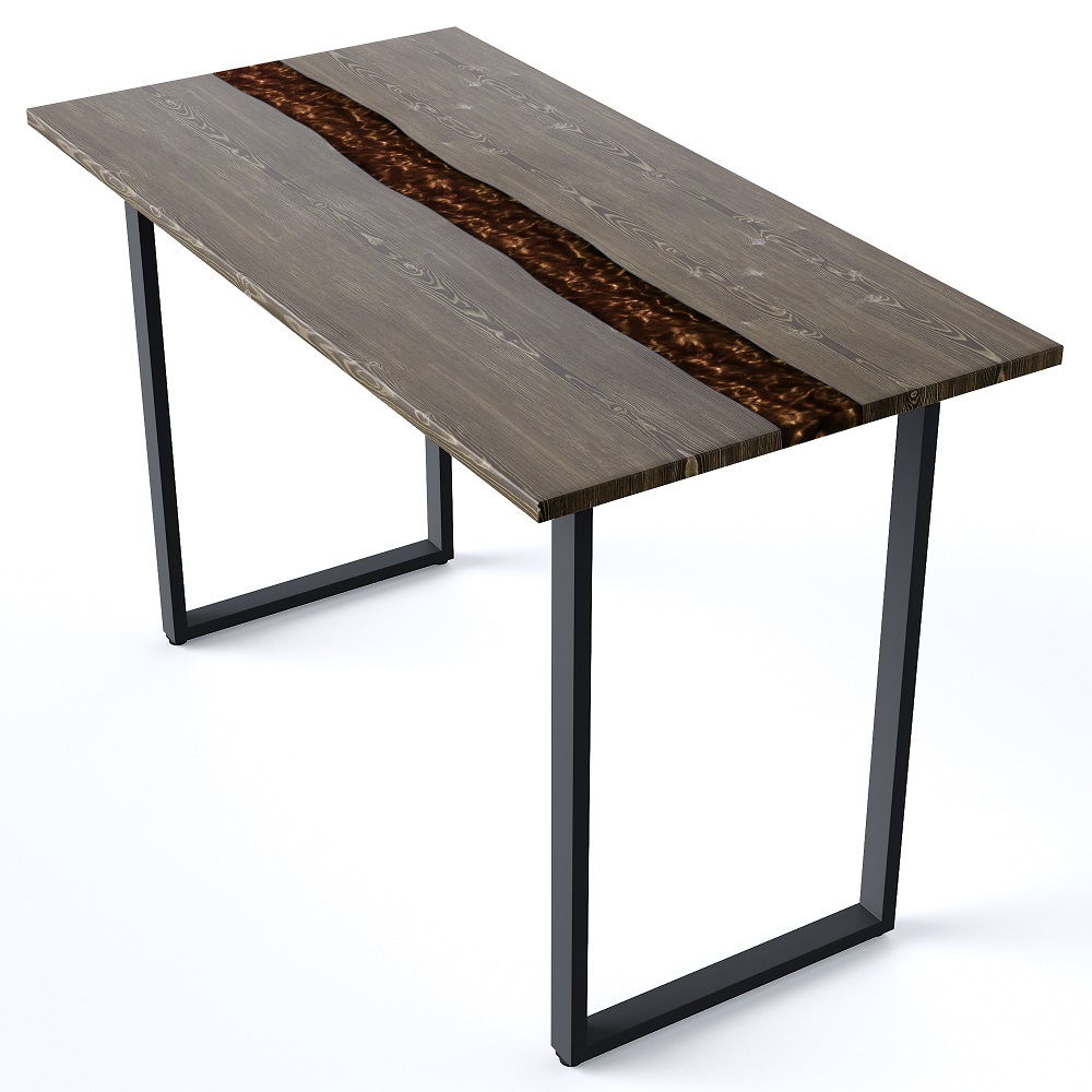 Деревянный стол с эпоксидной смолой. Цвет венге/коричневый 04