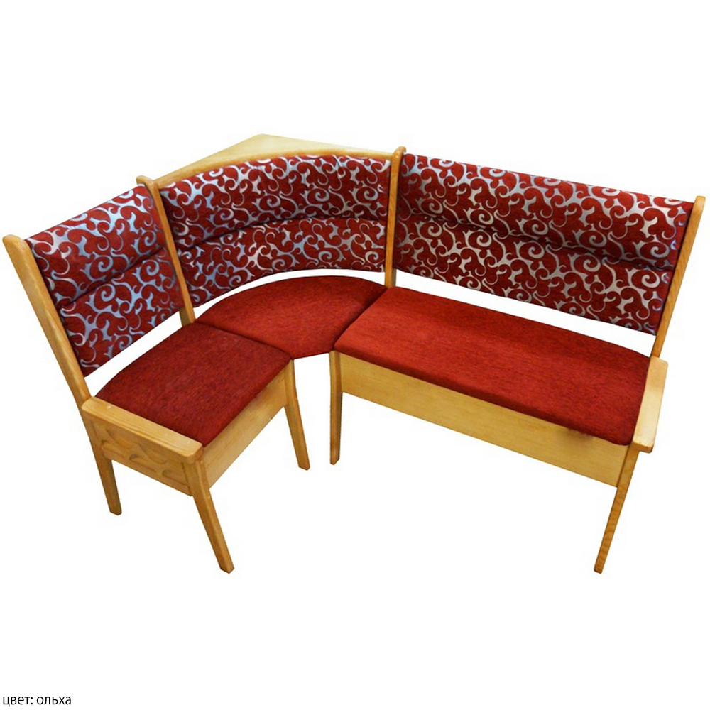 Современный угловой диван из массива сосны, цвет каркаса: ольха