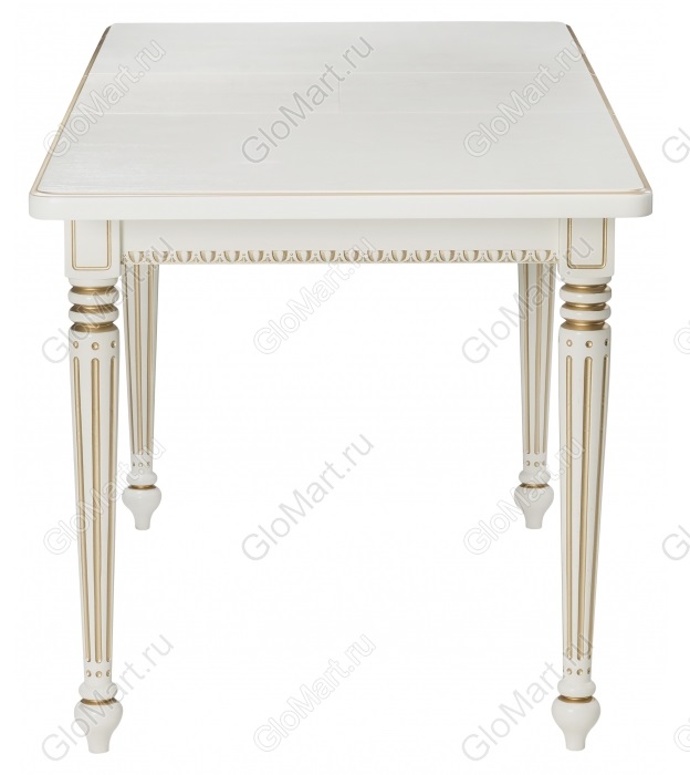 Белый раскладной стол с золотой патиной.