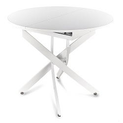 Круглый раскладной стол из МДФ на металлокаркасе. Цвет белый.