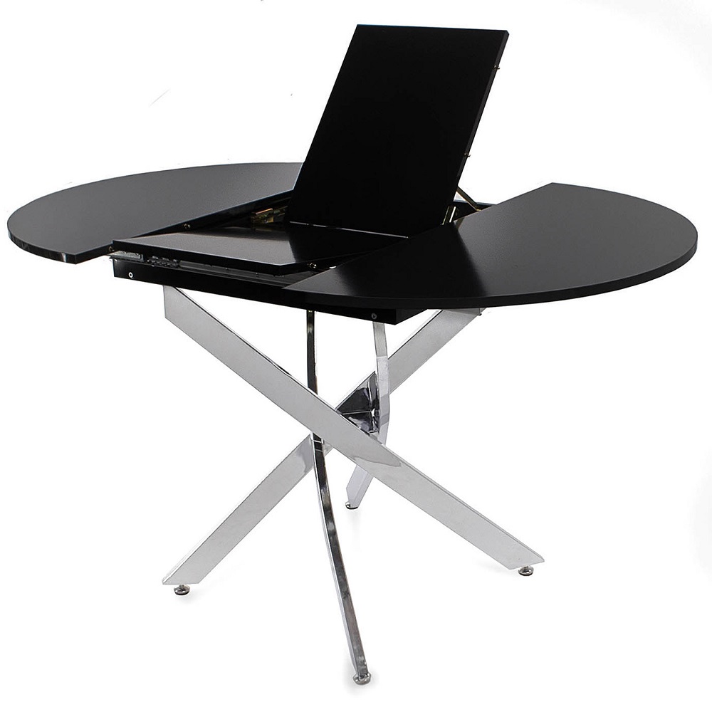 Круглый раскладной стол из МДФ на металлокаркасе. Цвет черный.