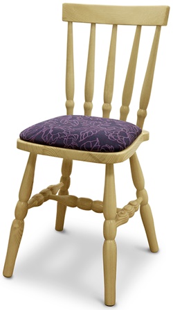 Деревянный стул с реечной спинкой и мягким сиденьем, цвет каркаса сосна