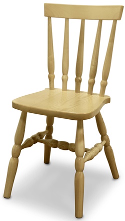 Деревянный стул с реечной спинкой и твердым сиденьем, цвет каркаса сосна