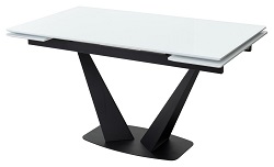 Раздвижной стол со стеклом. Цвет белый/черный.