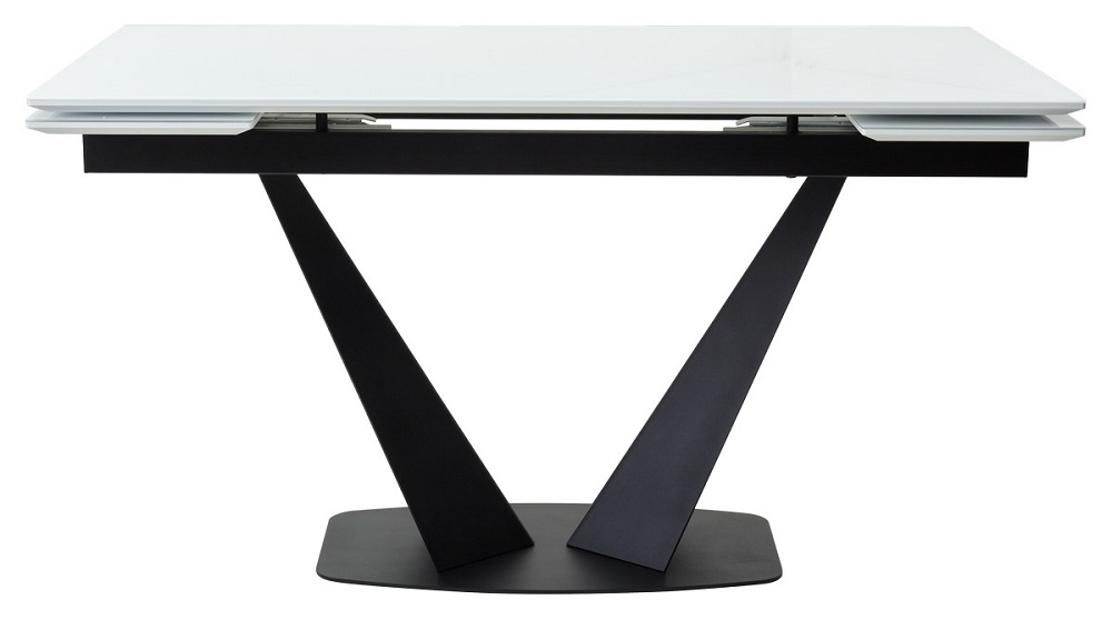 Раздвижной стол со стеклом. Цвет белый/черный.