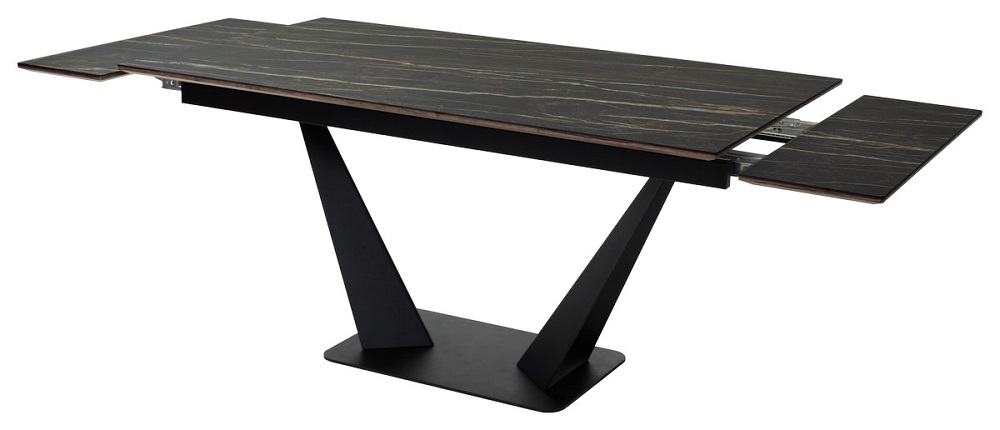 Раздвижной стол из керамики. Цвет Обсидиан/черный.
