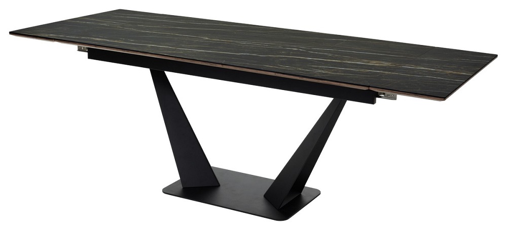 Раздвижной стол из керамики. Цвет Обсидиан/черный.