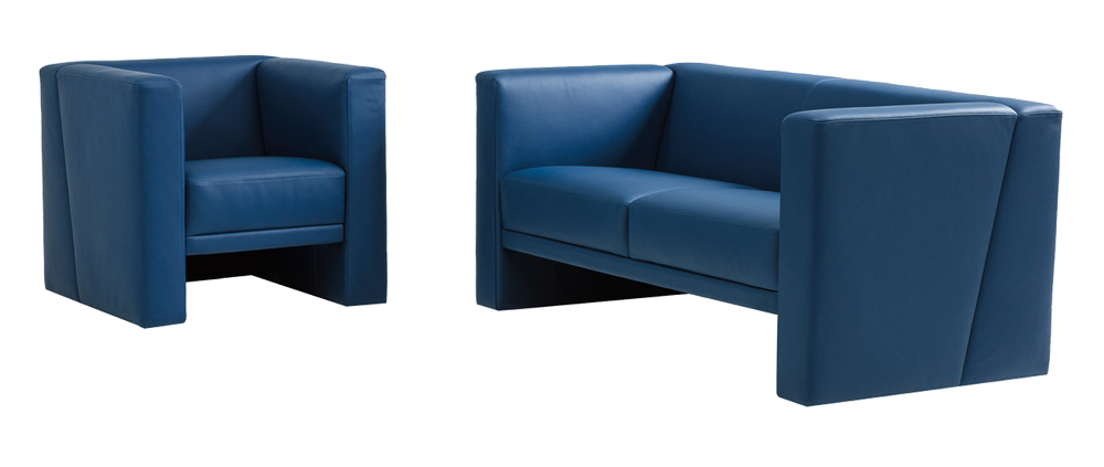 Мягкий диван с креслом с широкими подлокотниками в современном стиле