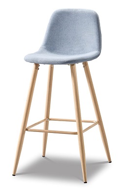 Барный стул из ткани. Цвет голубой.