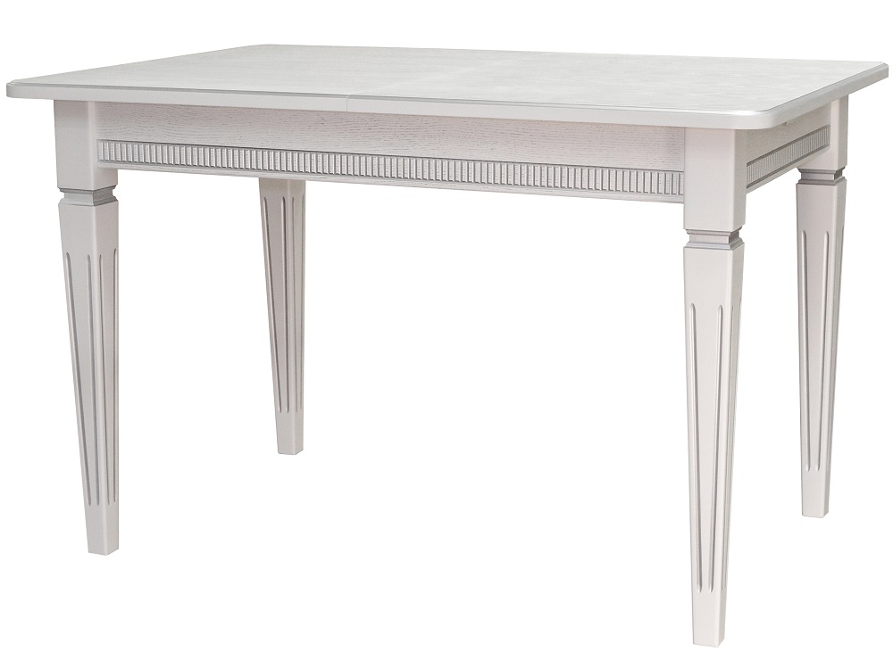 Прямоугольный раскладной обеденный стол Цвет: белый/серебро