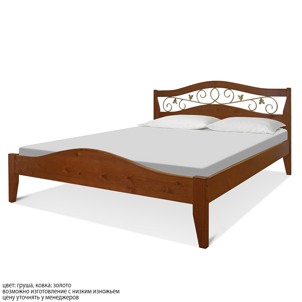 Деревянная кровать. Цвет - груша