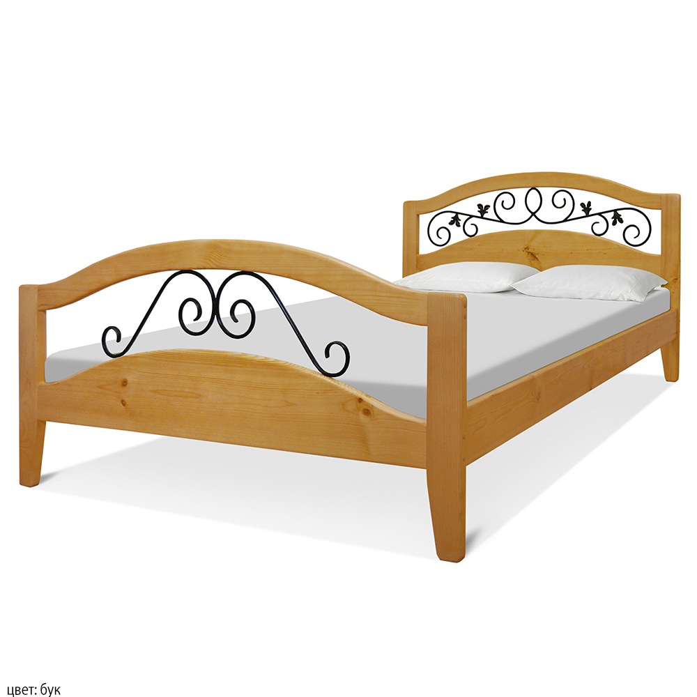 Деревянная кровать. Цвет: бук