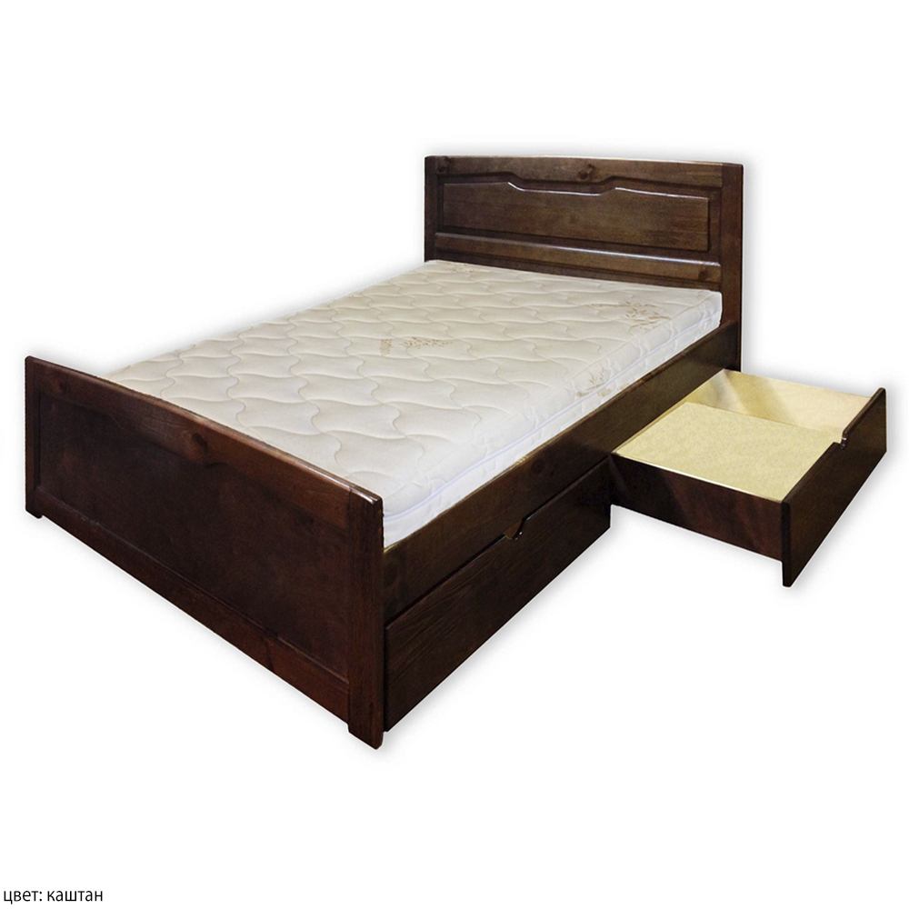 Деревянная кровать из массива сосны. Комплектация с ящиками
