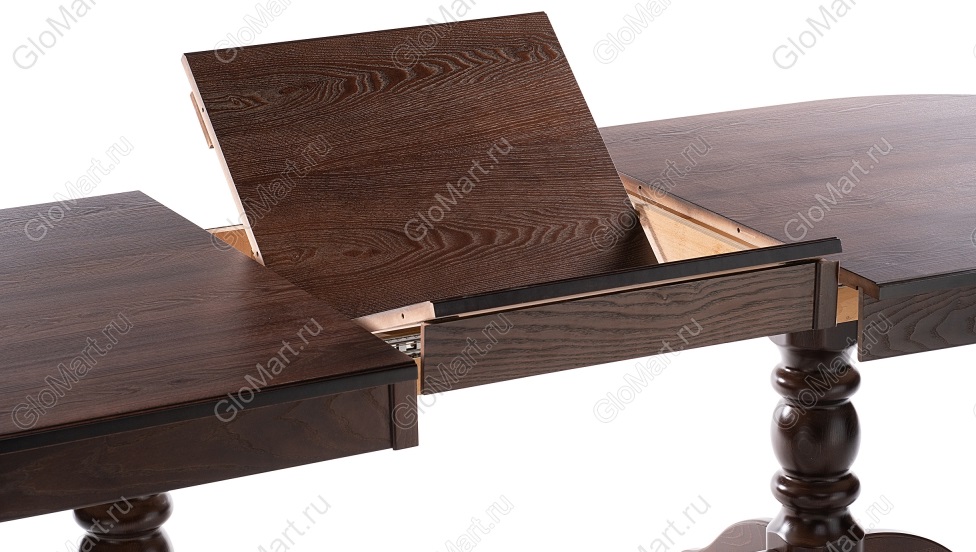 Большой деревянный раздвижной стол. Цвет темный орех.