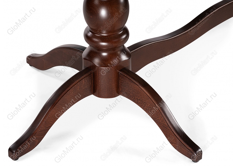 Большой деревянный раздвижной стол. Цвет темный орех. Ножка деревянная.