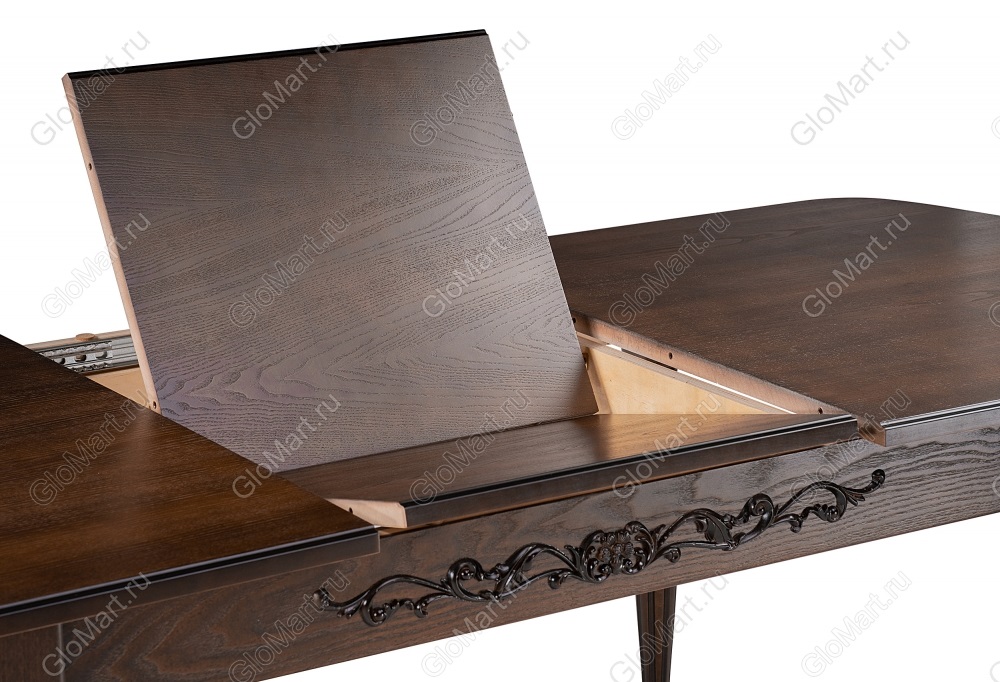 Прямоугольный раскладной деревянный стол. Цвет темный орех. 