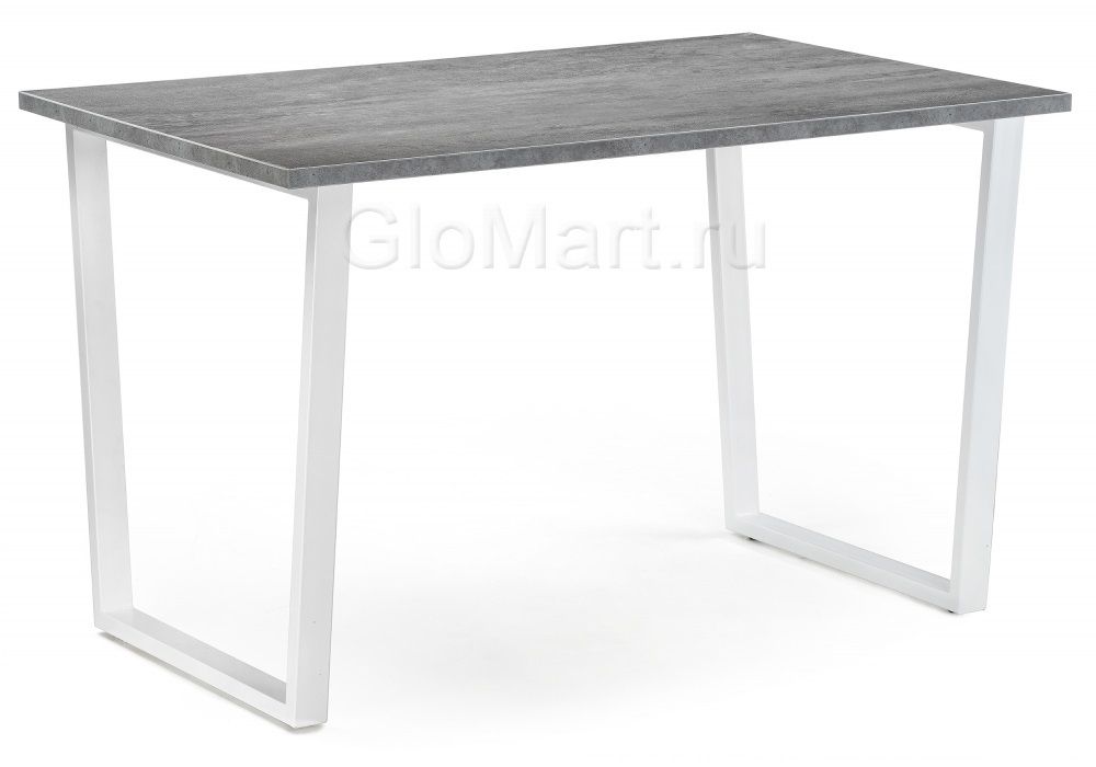 Обеденный нераскладной стол из ЛДСП. Цвет бетон/белый.