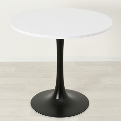 Круглый стол из МДФ на металлической ножке. Цвет белый/черный.