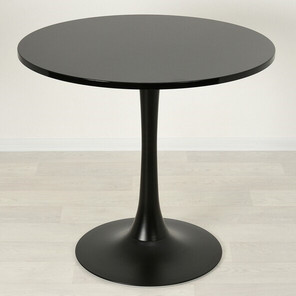 Круглый стол из МДФ на металлической ножке. Цвет черный.