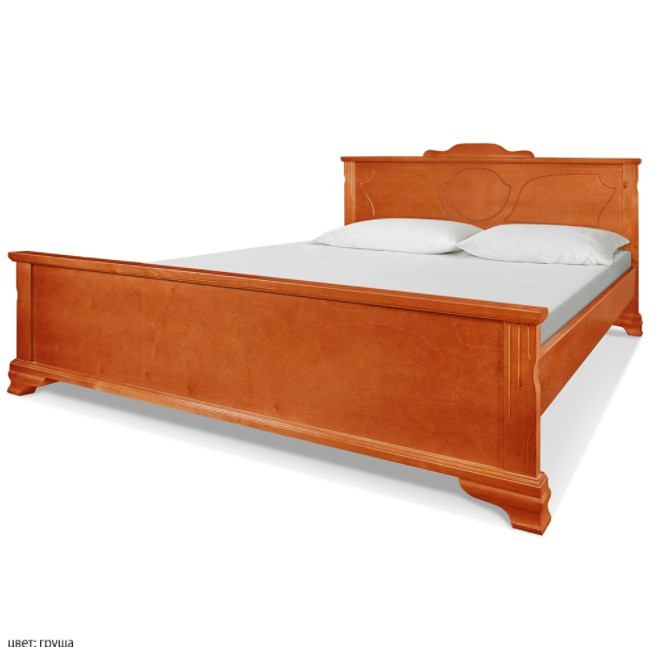 Деревянная кровать в классическом стиле, цвет: груша