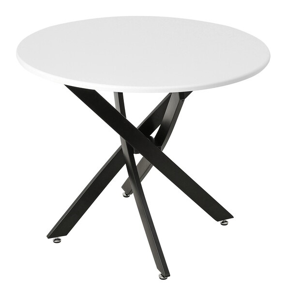 Нераздвижной стол из МДФ на металлических ножках. Цвет белый/черный.
