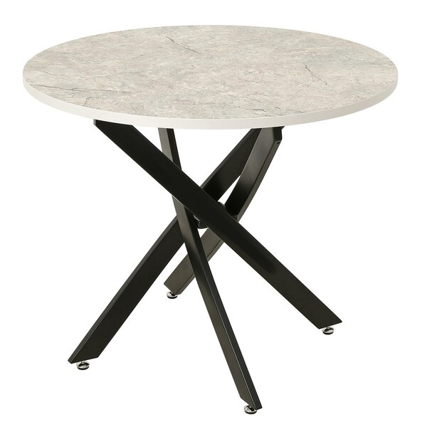 Круглый стол из ЛДСП/пластик на металлических ножках. Цвет серый камень/черный.
