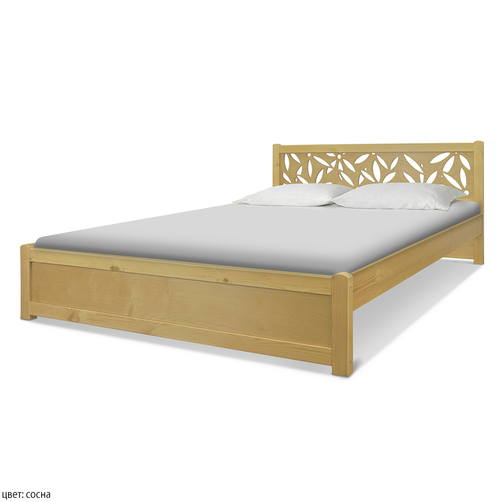 Деревянная кровать. Цвет: сосна