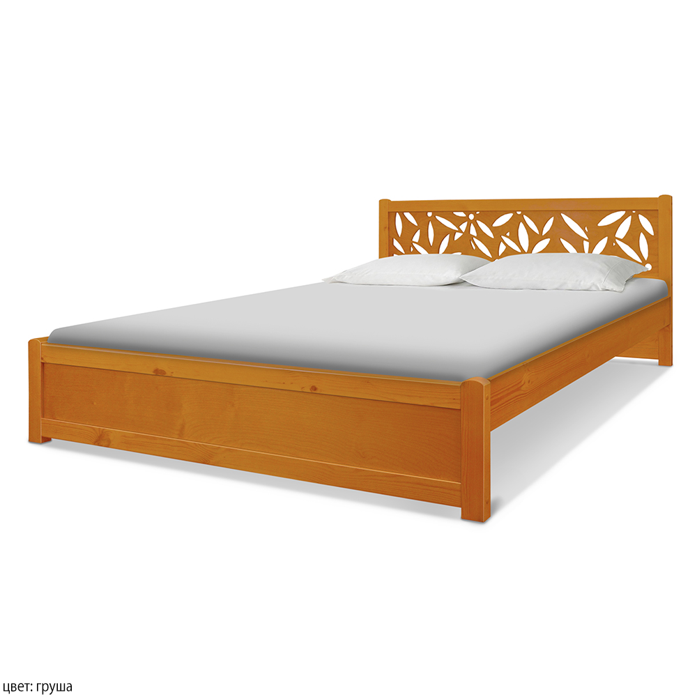 Деревянная кровать. Цвет: груша