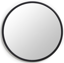 Круглое настенное зеркало в чёрной каучуковой раме