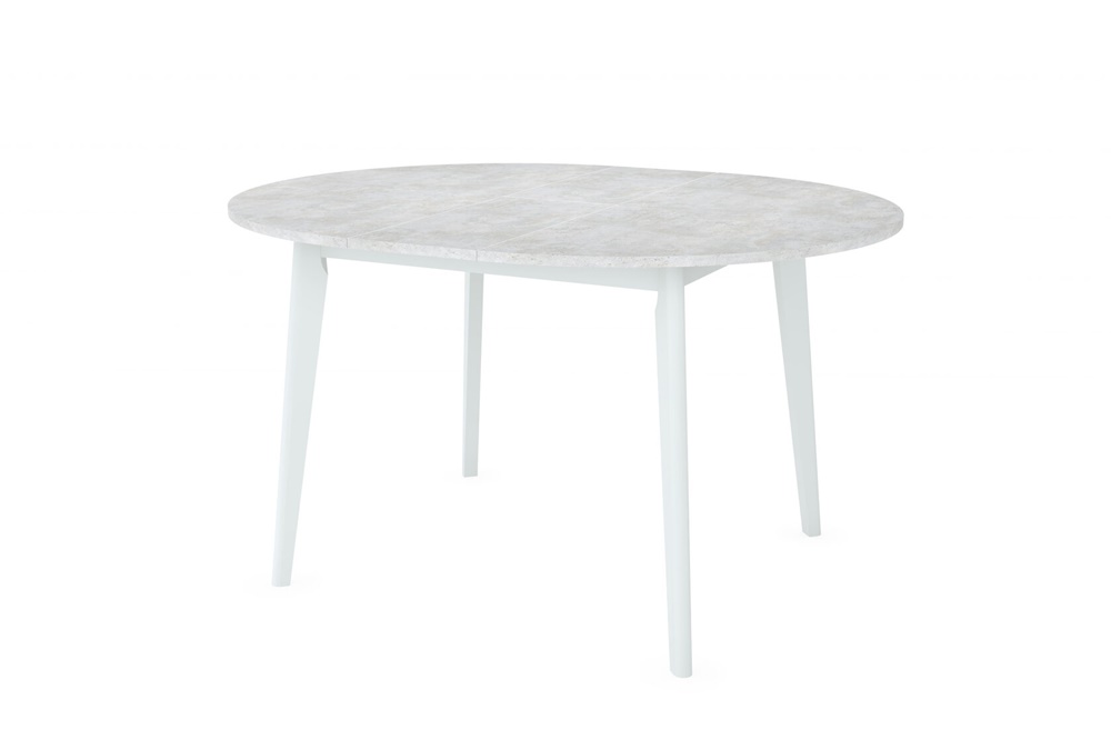 Круглый раздвижной стол в современном стиле.  Цвет: Бетон лайт + Белый.